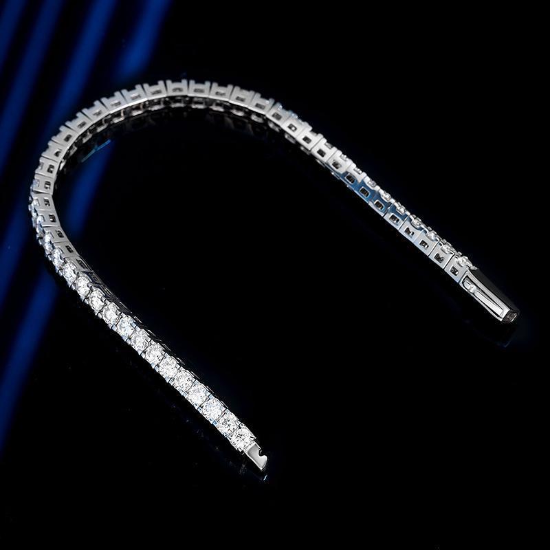 EWYA Real GRA Certified D Color 3mm 0.1CT Full Moissanite Tennis Bracelet For Women S925 Silver Diamond 14-23cm Link Bracelets