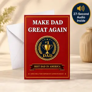 [Arrives by Father’s Day]Hilarious Father’s Day Talking Card for Dad – 27-Second Real Presidential Voice, 5x7 Funny Gift for Dad, Husband, Grandpa from Son or Daughter
