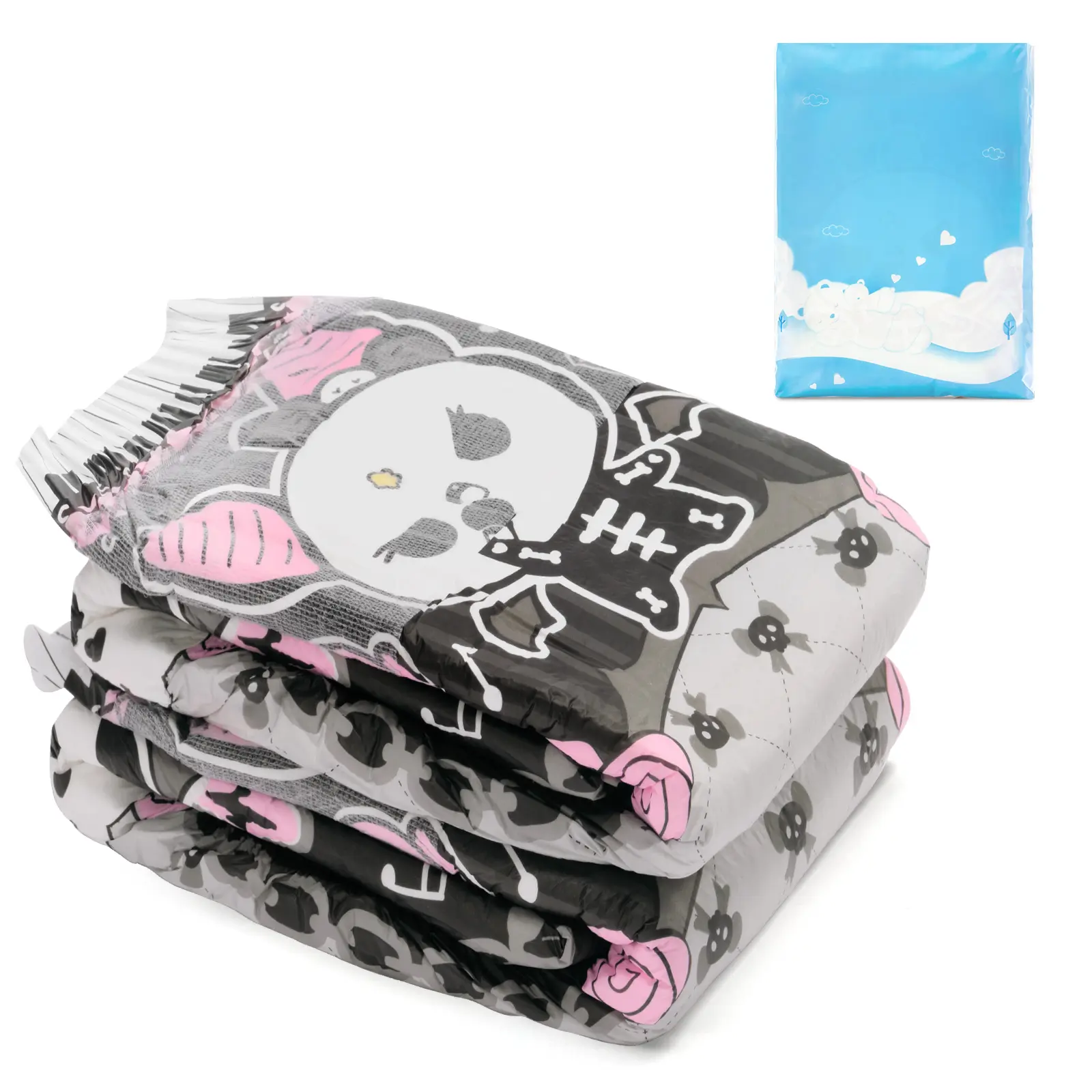 Littleforbig 7000 mL Ultra Absorbent Adult Printed Diaper, 2-Piece Goth Brat Sample Pack, Diapers for Adults, Diapers Adult Diapers