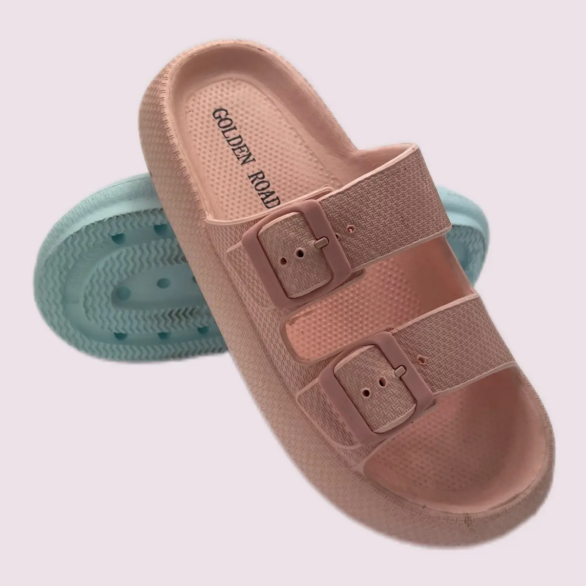 Women's Basic Pillow Slides, Double Strap Slip On EVA Sandals with a Soft Cushioned Thick Sole for Indoor and Outdoor Use, Soft Cushioned Slippers, Ankle, Plain, Waterproof & Breathable, Shoe, Walking Shoes, Flat, Footwear