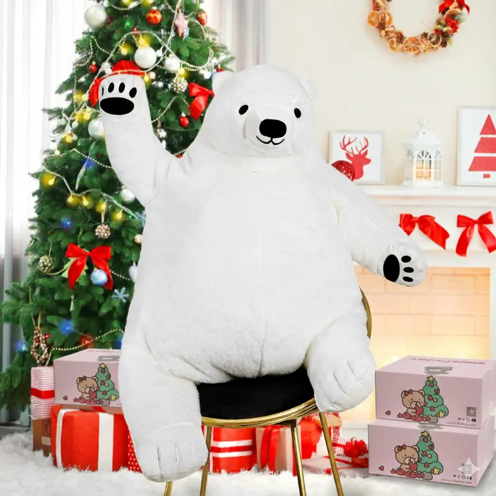 Snowolf Giant Simulation Polar Stuffed Toy - 23.6"/31.5"/39.3" Djungelskog Soft Doll, Hug Pillow, Decompression Toy, Living Room Decorations, Cute Collectibles, Cuddly Doll Gift, Super Soft Fluffy