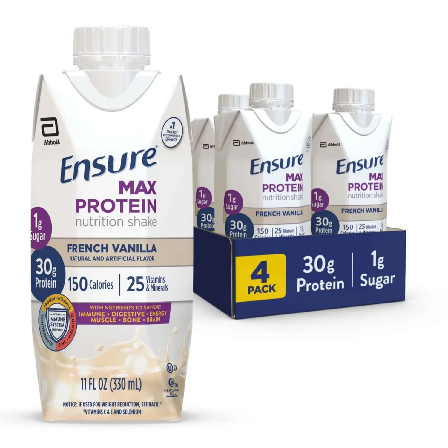Ensure Max Protein Shake, 30g Protein, Creamy Strawberry, 11 fl oz, 4 Pack