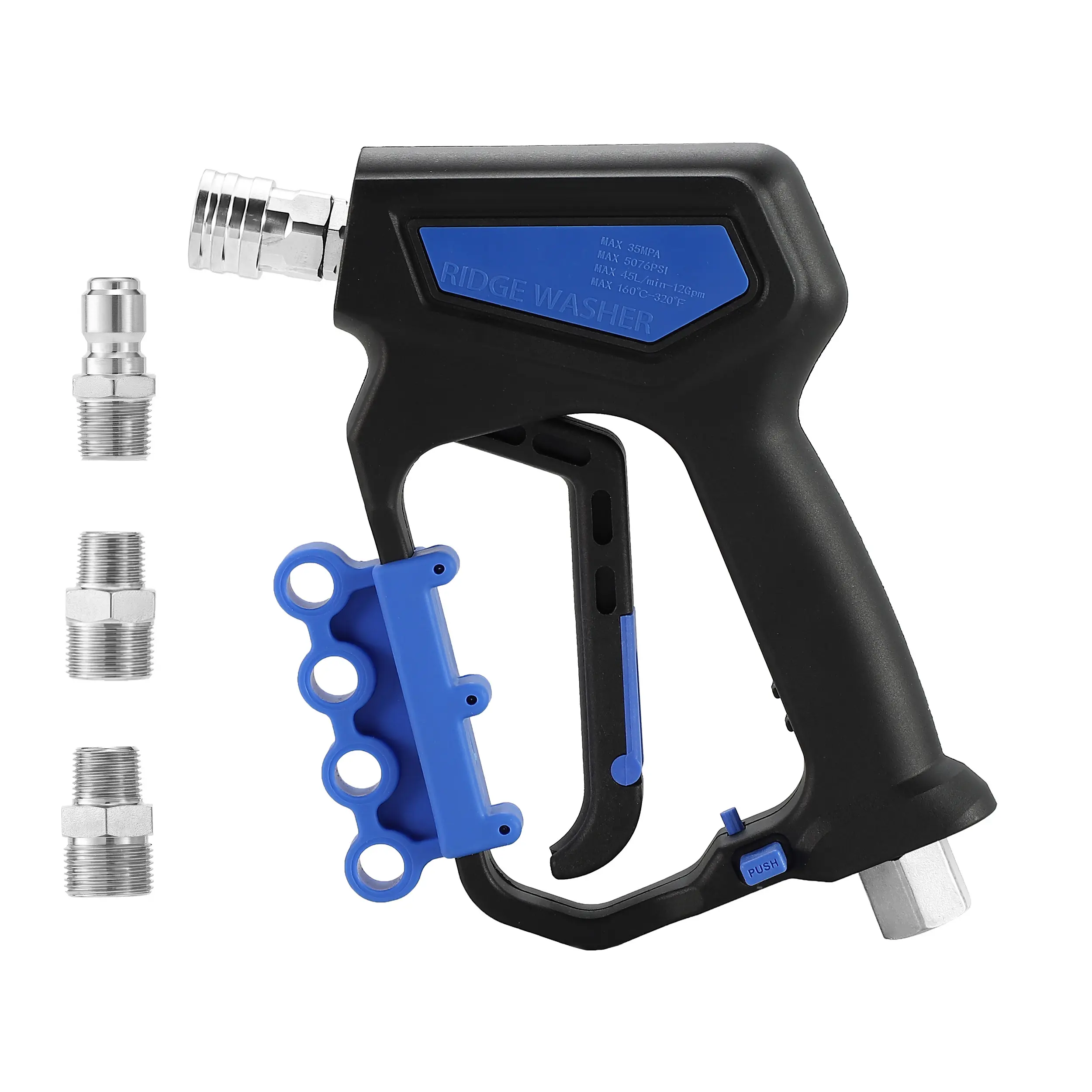 360° Rotatable Tail High Pressure Washer Spray Head, 5000 PSI, 12 GPM, 1/4'' Quick Connector, 3/8 NPT Thread, M22-14mm & M22-15mm Fittings, Steel+Plastic Build, Safety Lock, Automotive Maintenance High Pressure Tool【DealsForYouDays】, 360° Swivel, Carrying
