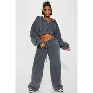 On The Go Fleece Pant Set - Charcoal