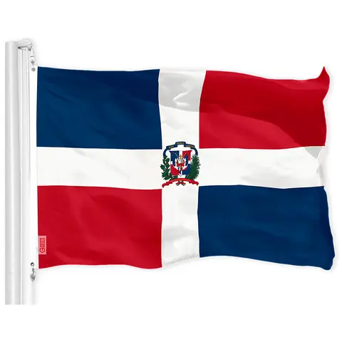 Dominican Republic Flag 3x5 ft Printed Not Embroidered 150D Indoor/Outdoor, Brass Grommets, Single-Sided by G128