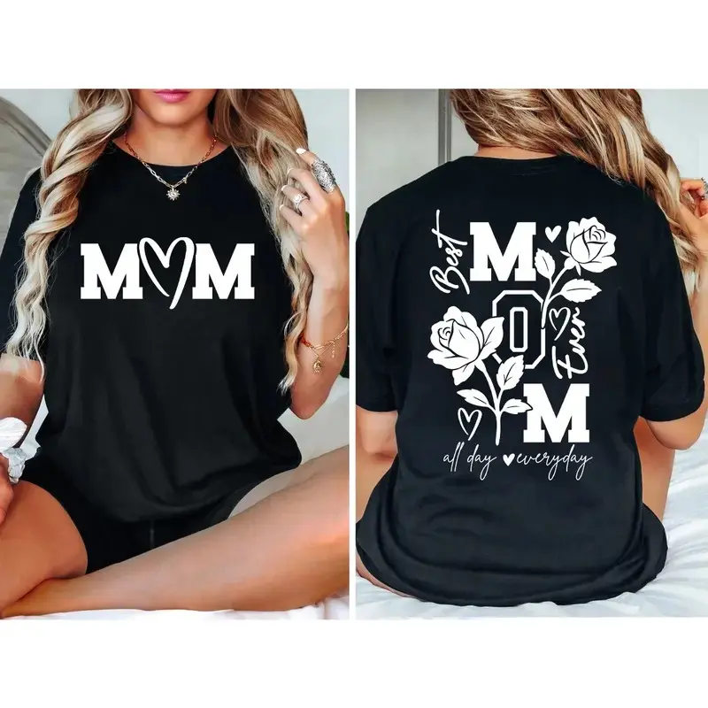 Shortsleeve Lightweight Graphic Mom Tee - Double-Sided Print, Everyday Essential, Great Mother’s Day Gift, Fashion