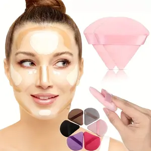 6pcs Triangle Loose Powder Puffs, Setting Powder Compact, Velvet Plush Makeup Sponge Tools, Beauty Essentials for Flawless Finish
