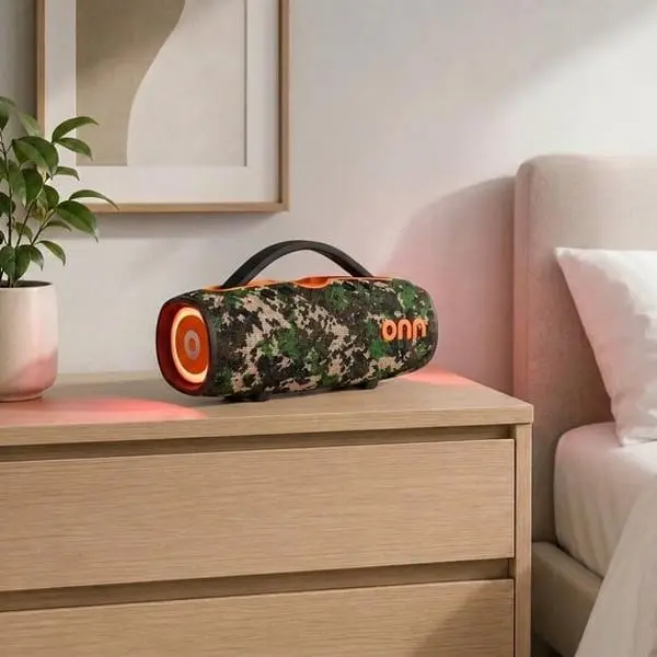 onn Large Rugged Speaker with LED Lighting