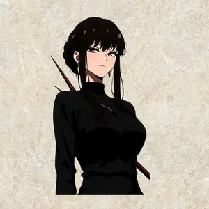 Yor Forger Assassin Mode Waifu Sticker, Confident Spy in Black Tactical Outfit, Ideal for Laptop and Water Bottle Decor