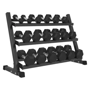 Mikolo Dumbbell Set with Rack, Rubber Hex Dumbbells with Chrome Handles, 450LB Hand Weights for Home Gym Strength Training