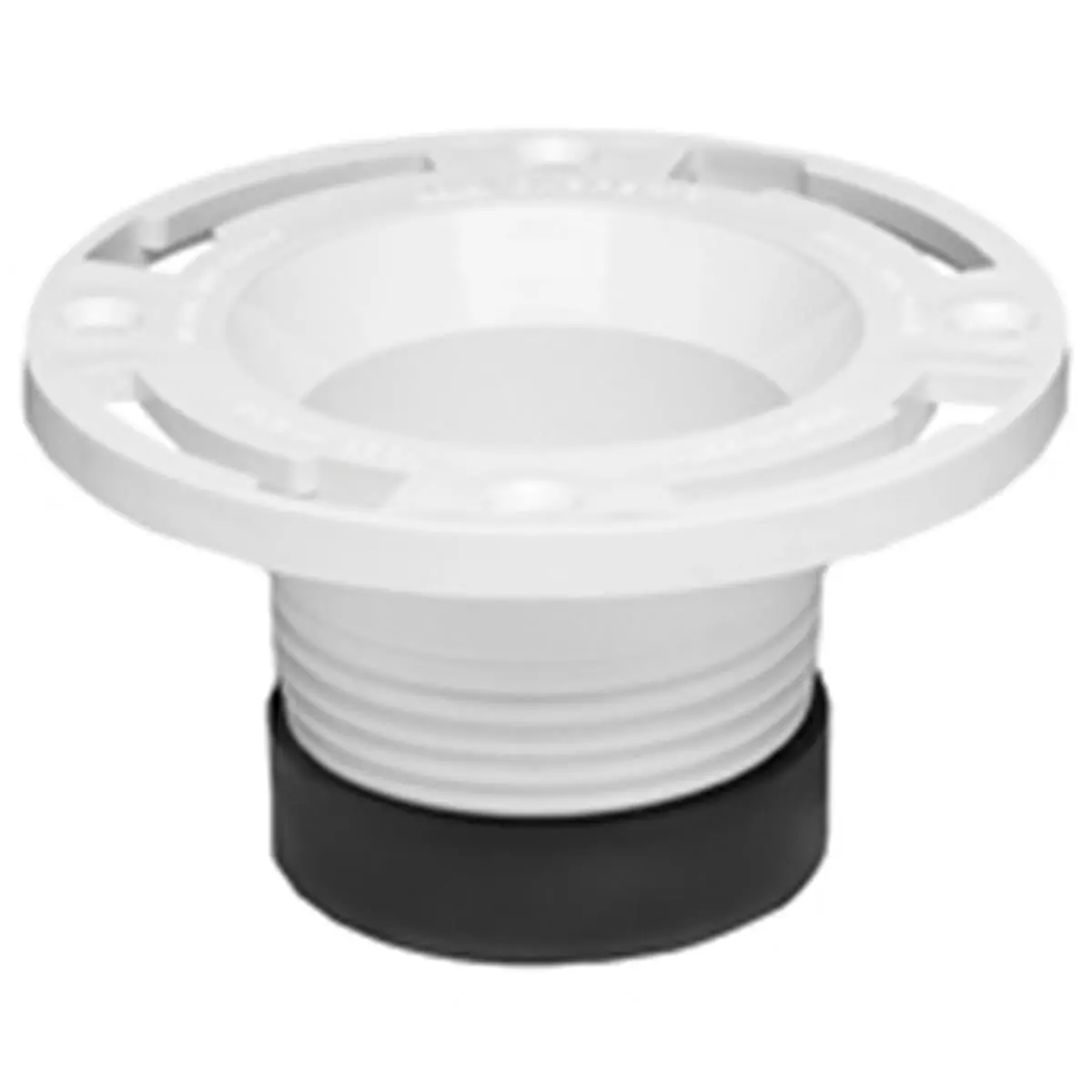 Oatey 43651 PVC Plastic Closet Flange, 4.8x6.56x3.11 in, Expands to Fit 4 in No-Hub Soil Pipe, Gasket-Equipped, Tool-Free Install, Smooth Unrestricted Flow Design, No-Hub Or Extra Heavy Weight Soil Pipe