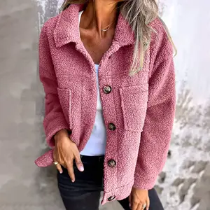 Plus Size Sherpa Jacket,Women's Fleece Coat,Lapel Single Breasted Jacket,Winter Warm Outerwear,Casual Plus Size Coat