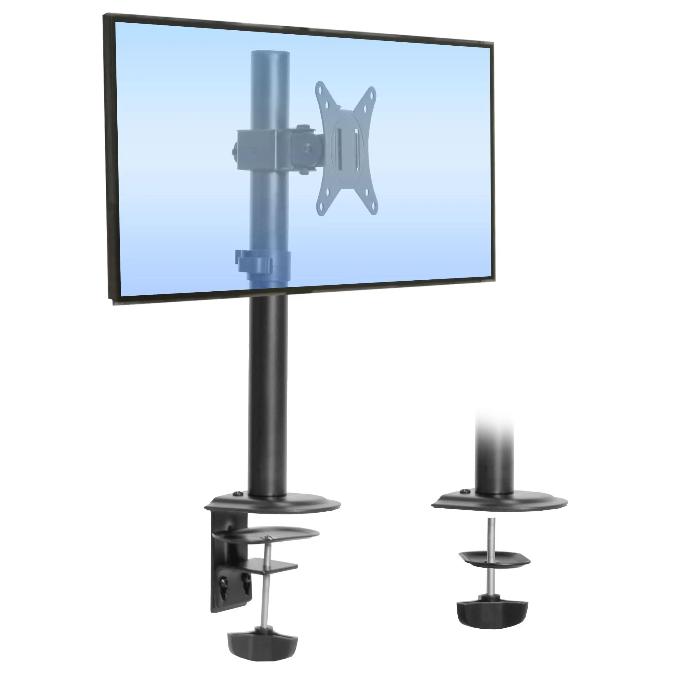 Mount-It! Full Motion Monitor Stand for Up to 32" Screens, Adjustable Single Home/Office Desk Mount with Swivel, Tilt & Rotation, Metal Pole, C-Clamp or Grommet Base, VESA 75x75/100x100 VESA Patterns