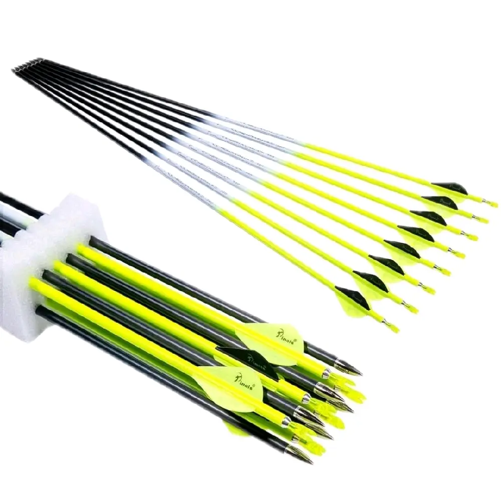 Archery Carbon Arrow 28 29 30 inch 300 340 350 400 Spine Practice Hunting Arrows for Compound Recurve Bow 12PCS