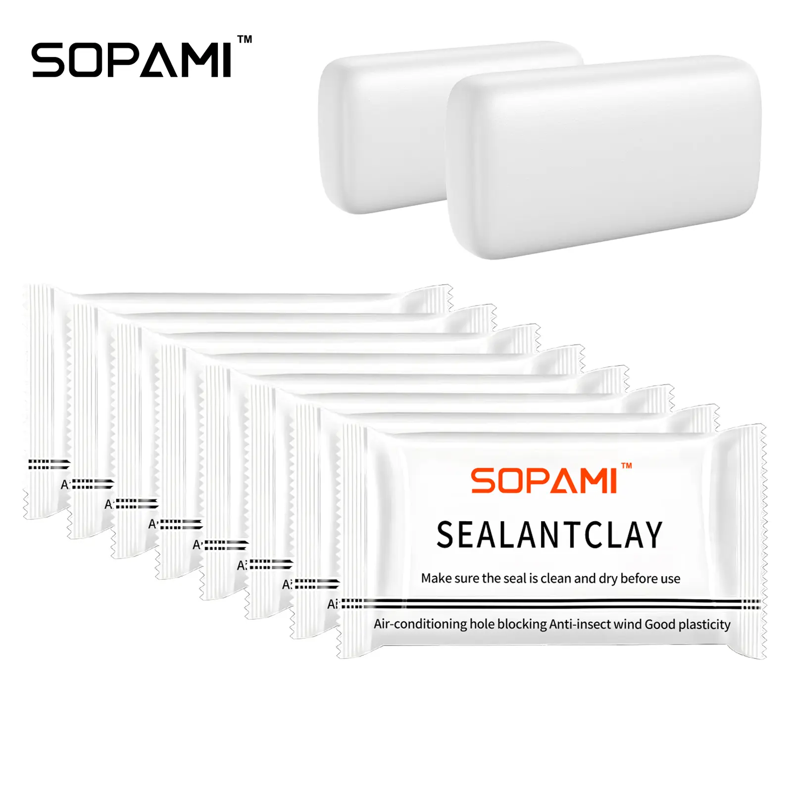 SOPAMI 10/20PCS Eco-Friendly Sealant Clay Sticky Putty Quick Dry Waterproof Fireproof Anti-Insect Windproof Strong Plasticity for Air Conditioner Pipe Wall Hole Sealing