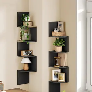 Wall-Mounted No-Drill Bookshelf, Corner Storage Cabinet, Bedroom and Living Room Organizer, Decor, Space-Saving Shelf, Wall Shelf Unit, Easy Installation