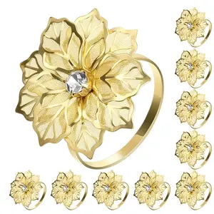Set of 6/12/18 alloy napkin rings, featuring openwork floral-shaped napkin ring holders. Ideal for home, wedding receptions, festive celebrations, and Christmas dinners. Exquisite napkin fastener gift set (gold, silver).