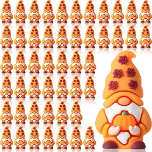 50 Pcs Thanksgiving Pumpkin Mini Gnomes Figurines Fall Miniatures Gnomes Maple Leaf Decorations Ornaments for Autumn Tiered Tray Table Centerpieces Harvest Party Favors Gift to Hide and See