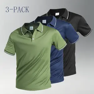 Men’s 3-Pack Quick-Dry Breathable Polo Shirts - Short-Sleeve, Wrinkle-Free Casual Golf Shirts