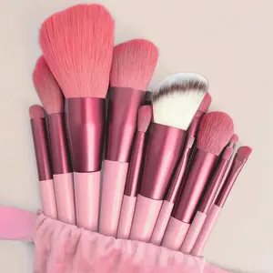 13pcs Makeup Brush Set, Artist Brush Set, Soft Fluffy Professional Cosmetics, Foundation Powder Eyeshadow Blending Brushes, Beauty Tool with Bag, Random Color