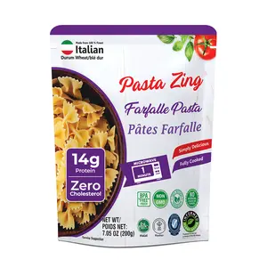 Pasta Zing Microwavable Farfalle Pack of 7, 7.05oz | Ready in 60 Sec | 100% Italian Durum Wheat | Natural Ingredients | Easy Dinner & Side Dish Carb Noodle