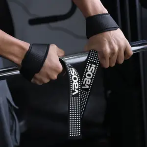 1 Pair Women Men Non-slip Neoprene Padded Weightlifting Wrist Straps Strength Training Deadlifts Wraps Hand Grips Palm Support Sports Training Straps Workout Straps