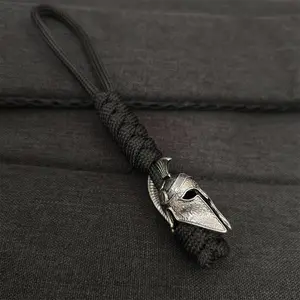 Viking & Spartan Warrior Helmet Paracord Keychain – Durable Braided EDC Keyring for Car Keys, Backpack & Daily Use
