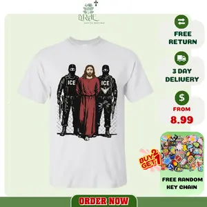 Jesus Arrested by ICE Shirt, Abolish ICE Tee, No Kings in America Shirt, Political Christian Protest Tee, Anti Trump Shirt
