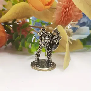 Vintage Brass Skeleton Warrior Figurine, Desktop Decoration, Tabletop Decoration, Car Ornament, Perfect Gift, Small Brass Craft, Skeleton Soldier Statue, Home Decoration, Skull Design, Home Ornaments, Office Home Decor
