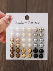 Women's Multi-Color Faux Pearl Earrings Set, Stud Earring, Durable and Stylish Daily Accessory, Perfect Gift for Her, Fashionable Jewelry, High Quality Earrings