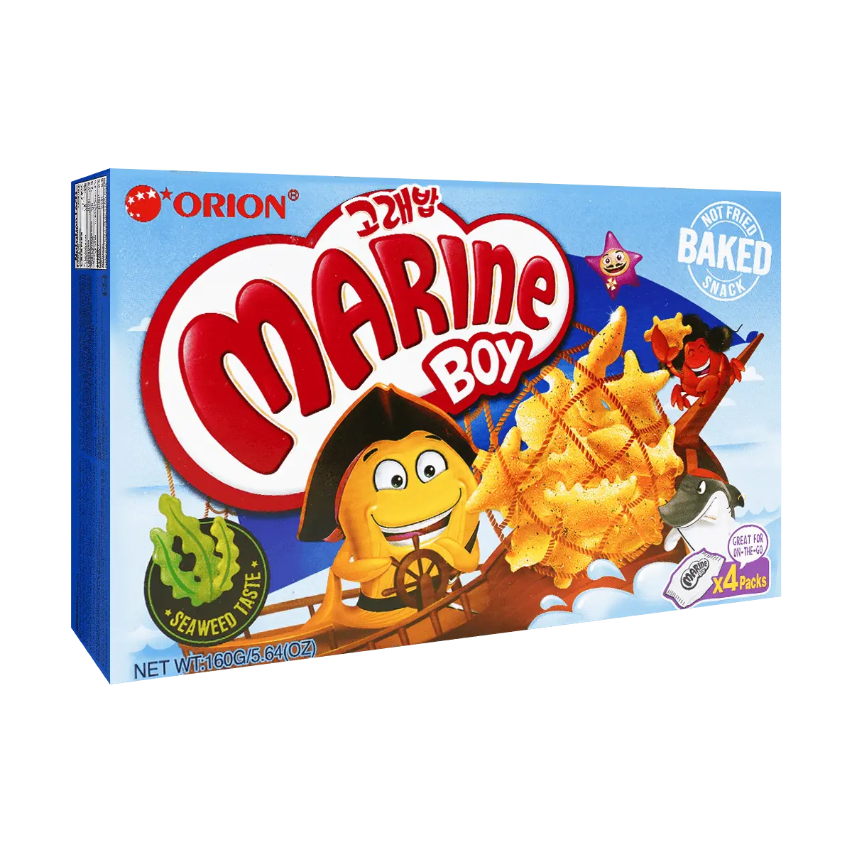 ORION MGoraebab Marine Boy Crunchy Seaweed Flavor Crackers, 4 Packs, 5.64oz