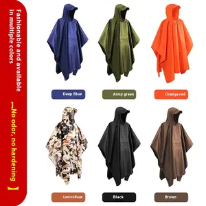 Three-in-one cape raincoat cross-border mountaineering multi-functional sky canopy mat portable PU one-piece raincoat