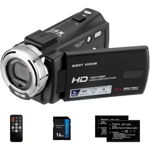 Camcorders HDV-V12  1080P Video Camera Recorder  Night Vision Camera Camcorders with 16G Memory Card and 2