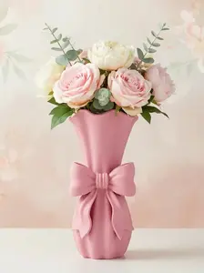 Ribbed Bow Vase – Cute Aesthetic Home Decor