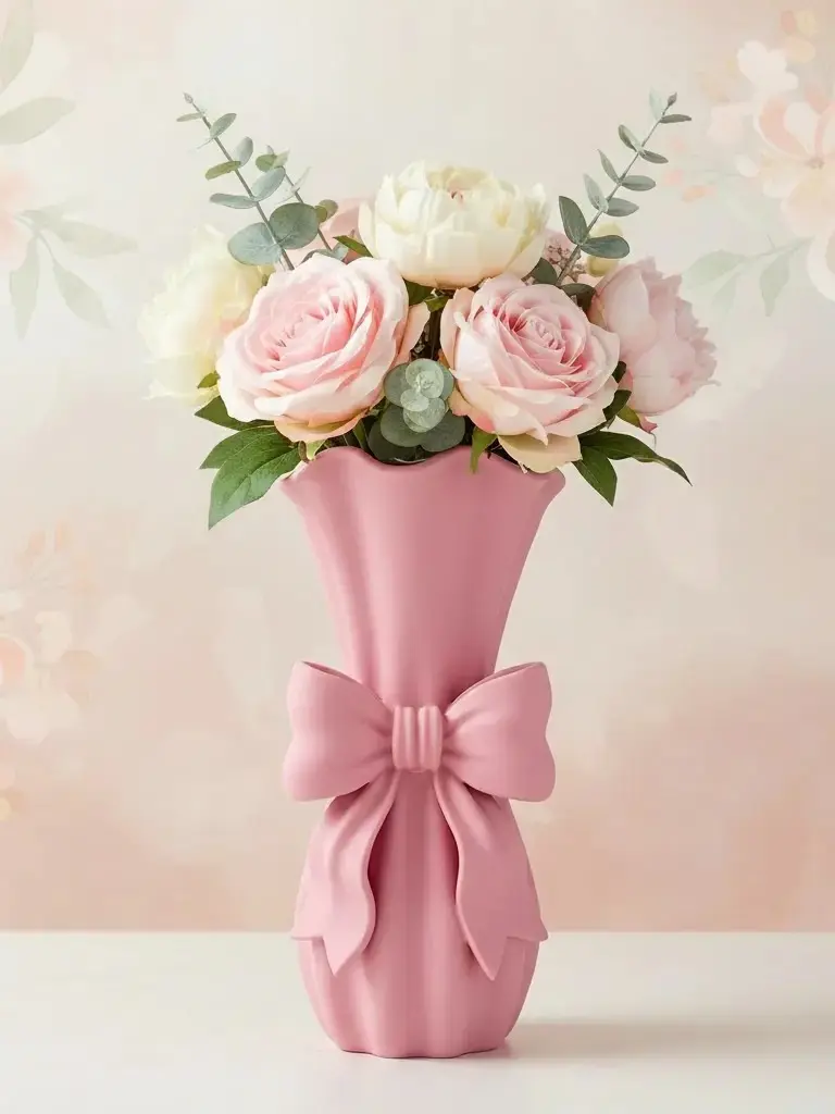 Ribbed Bow Vase – Cute Aesthetic Home Decor Ribbed Bow Vase – Cute Aesthetic Home Decor
