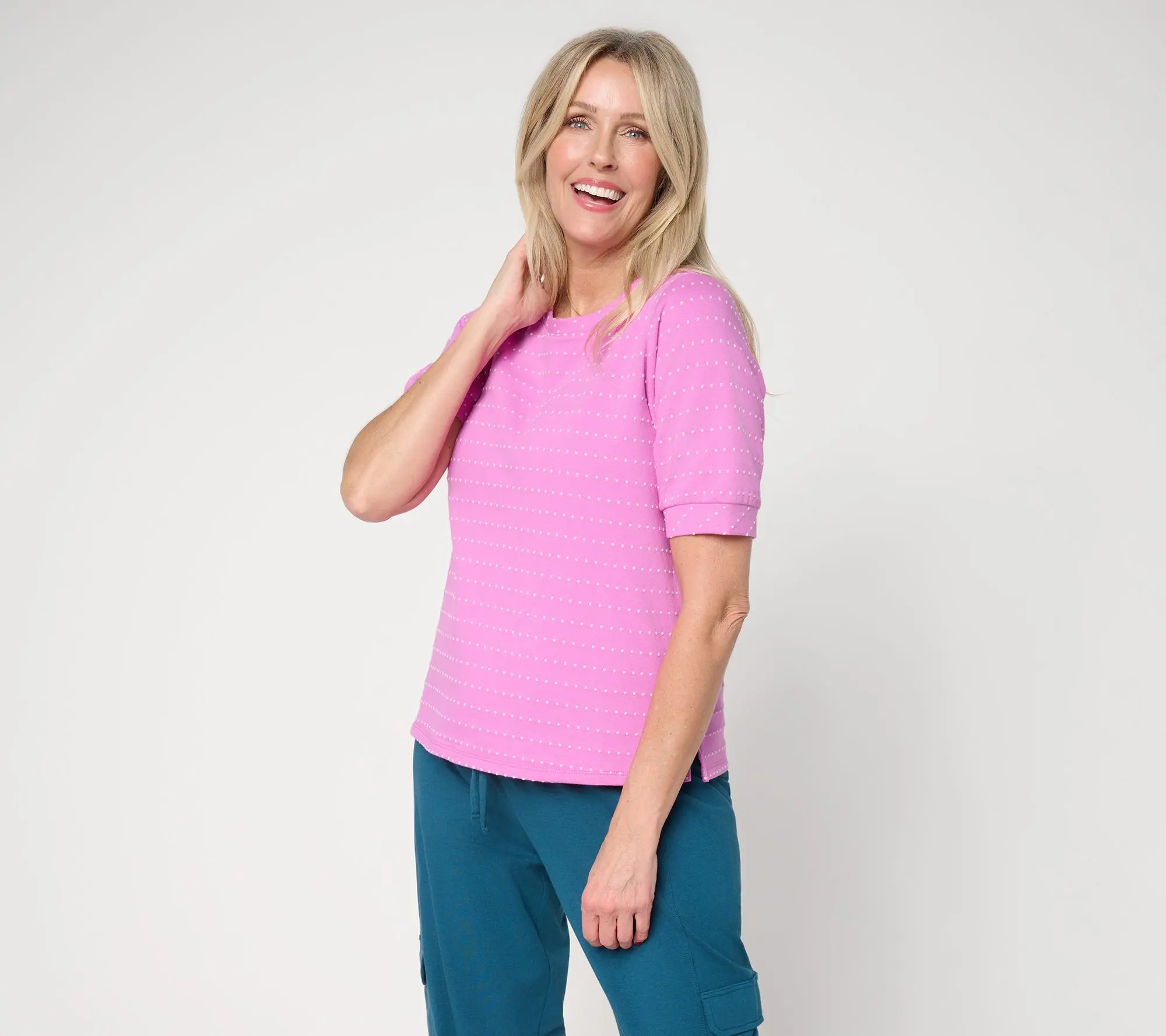 AnyBody Dobby French Terry Scoop Neck Top