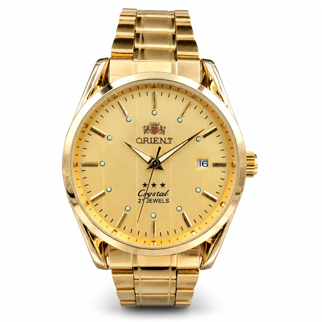 HogarSimple Men's 21-Jewel Full Gold Automatic Mechanical Watch, Stainless Steel Bracelet, Luminous Markers, Date Display, Luxury Business Dress Watch with Multiple Dial Options