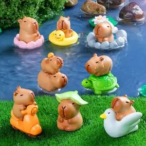 Cute Mini Capybara Decoration, 13pcs/set Miniature Capybara Ornament, DIY Desktop Decoration for Home Office Dormitory School