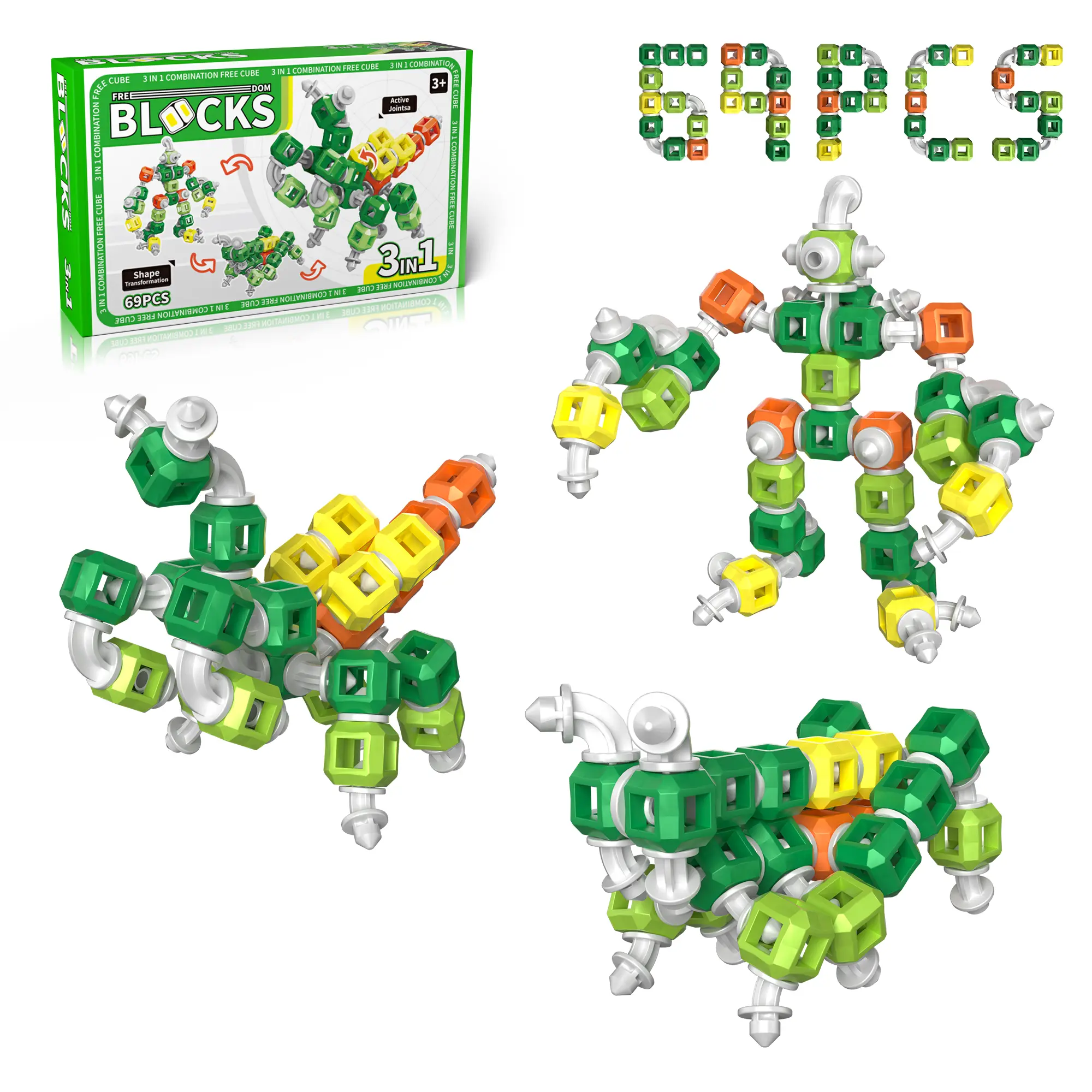 iLacven Creative Stackable Interlocking Brick Set - Unisex Educational Retro Robot Model Kit, Do It Yourself Children Development Skill-Building Relaxing Toy