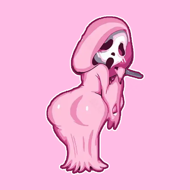 Ghostface Pink Kawaii Sticker, Cute Horror Vinyl Decal for Car, Laptop, or Water Bottle, Waterproof Auto Body & Window Bumper Sticker, Spooky Halloween Car Accessory for Horror Fans, Durable Vinyl Design