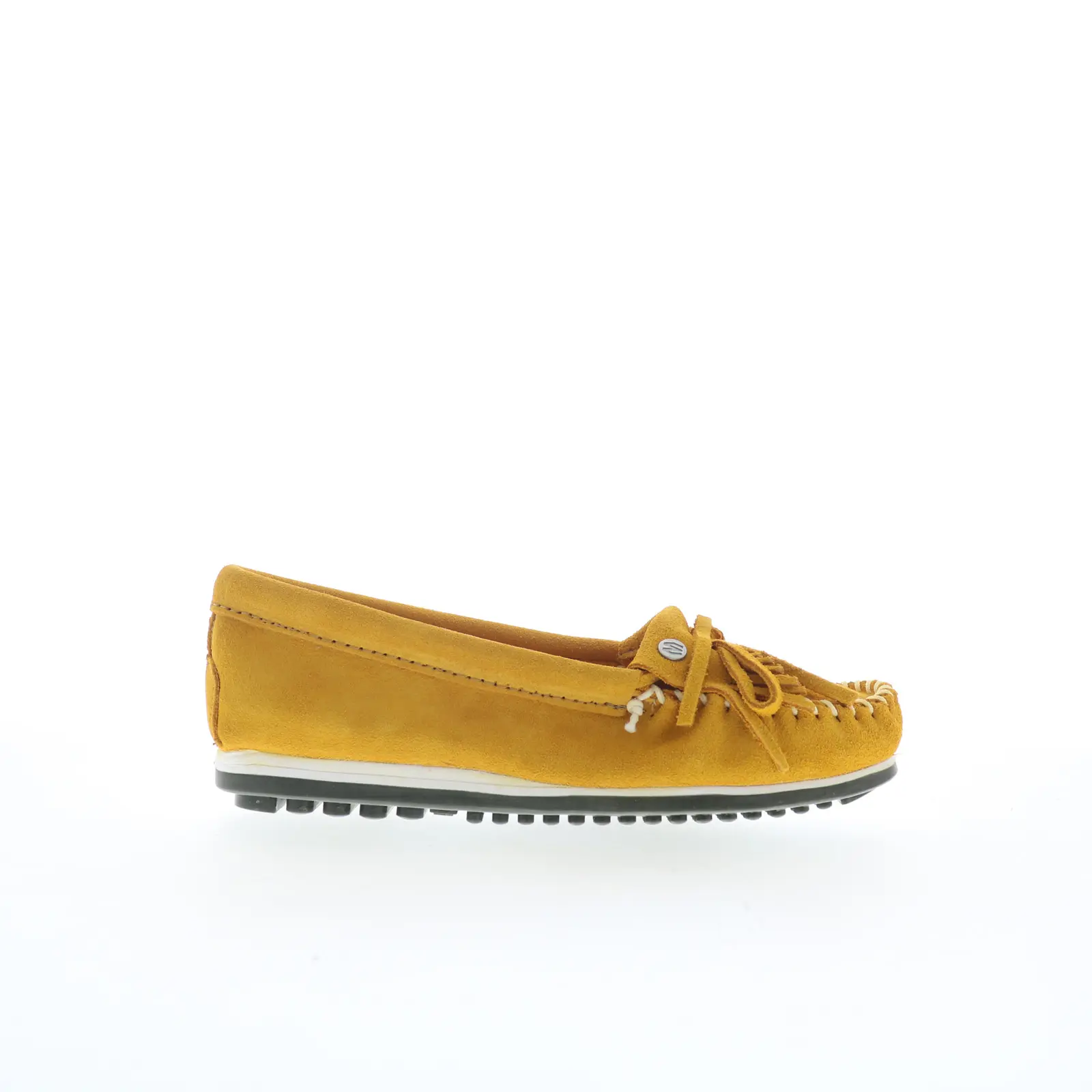 Minnetonka Kilty Plus 4330 Womens Yellow Suede Slip On Loafer Flats Shoes
