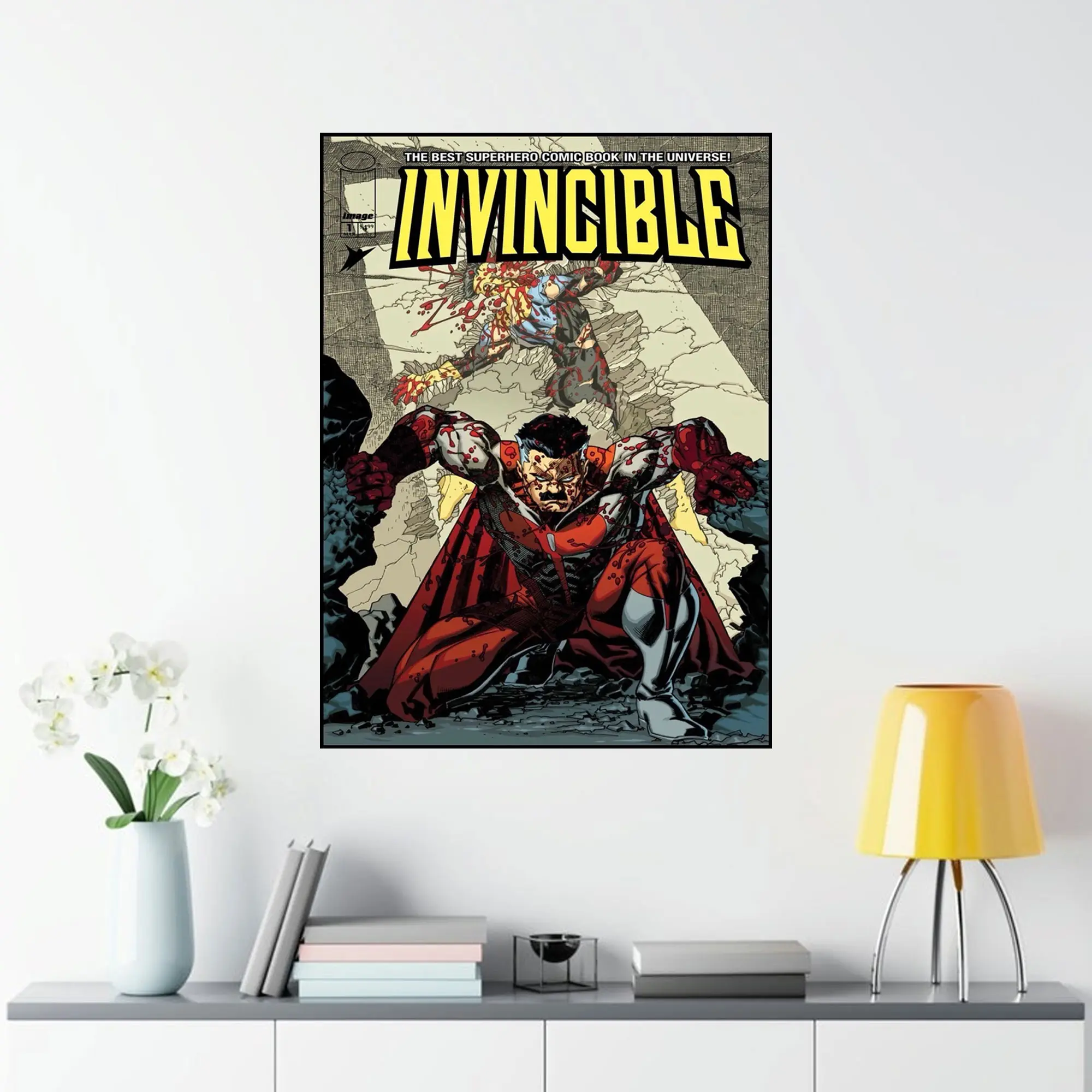 Omni-Man Fight Poster, Invincible Dark Superhero Comic Wall Art Print, Series Graphic Poster for Room Decor, Gift For Fans