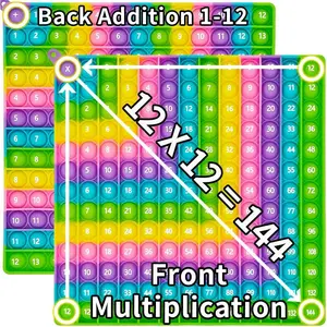 Double-Sided Math Pop Board for  - 12x12 Multiplication & 1+1 to 12+12 Addition Tables, STEM Sensory Learning  with Poppable Bubbles, Classroom &  Learning Multiplication Chart Tool(1Pc)