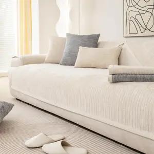 Solid Color Chenille Sofa Cover, Sofa Couch Covers, Sofa Slipcover, 1 Count Non-slip, Dustproof Sofa Protector, Home Decor for Living Room, Bedroom, Office, Car, Outdoor