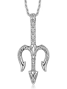 14K White Golden Plated Trident Necklace for Men Poseidon Trident Necklace Jewelry Gifts for Women