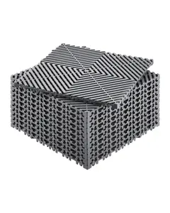 Interlocking Drainage Mat Set, 12-Inch Square Modular Cushioned Mats, Durable Polypropylene Material, 12-Piece Splicing Drainage Mats, Non-Slip Drainage Floor Tile and Shower Mat for Garage, Garden, Kitchen and Outdoor Use, Grey