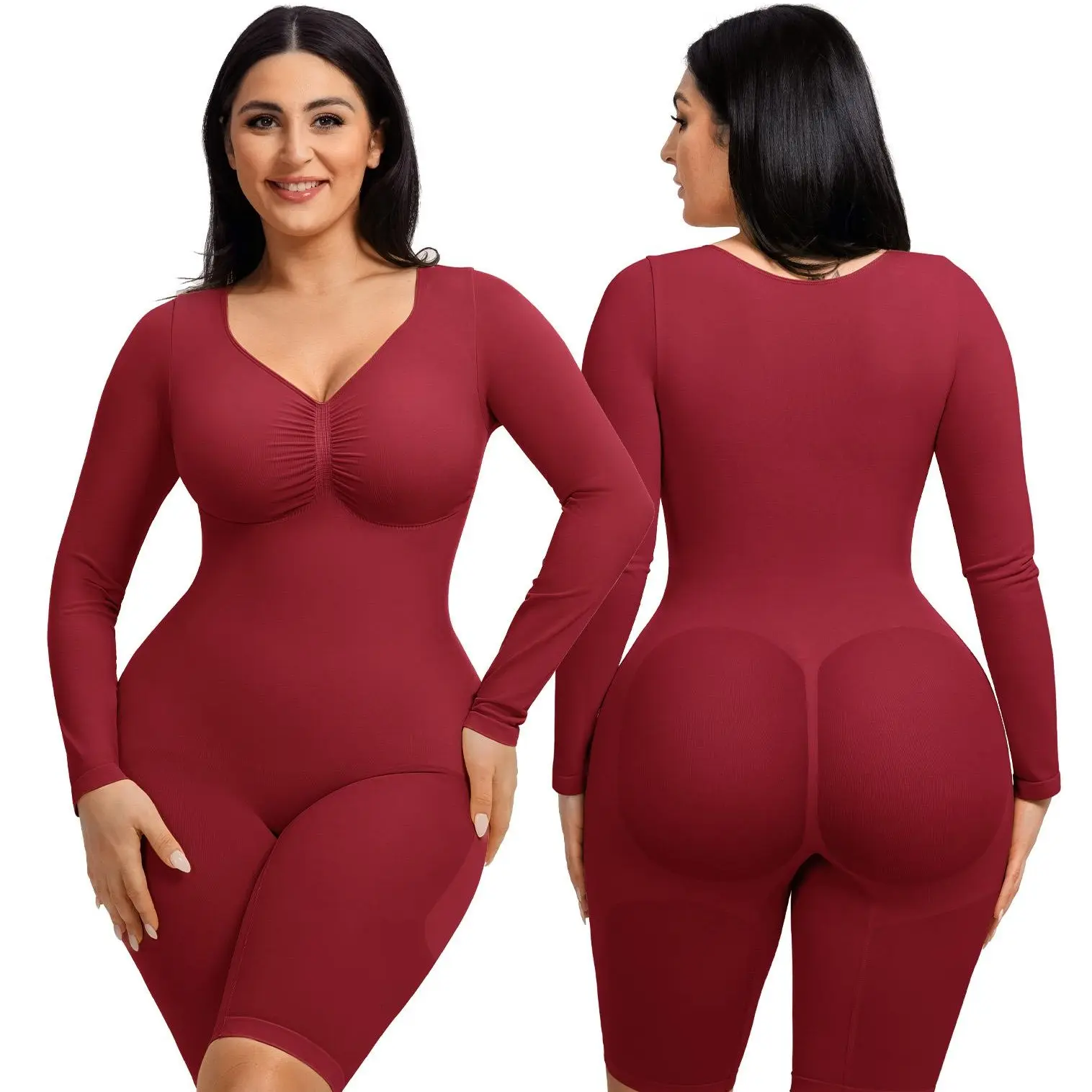 FeelinGirl Women's Long Sleeve Tummy Control Bodysuit V Neck Basic Stretchy Slim Fit Body Suits Going Out Tops FeelinGirl Women's Long Sleeve Tummy Control Bodysuit V Neck Basic Stretchy Slim Fit Body Suits Going Out Tops