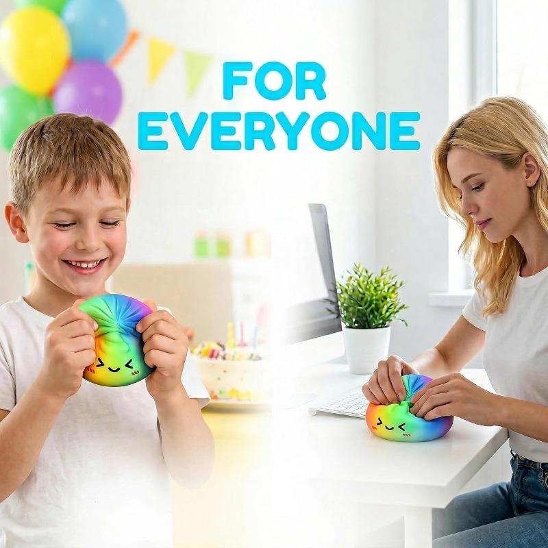 Giant Glitter Dumpling, Giant Dumpling Squishy, Mega Rainbow Dumplings, Cute Anxiety Relief Fidget Toy, with Steamer Box,Soft Squeeze Decompression Dough for Adults