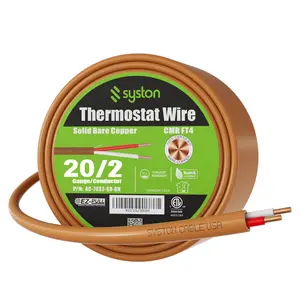 Syston 20AWG 2-Conductor Brown CL3R Thermostat Control Cable 20/2 Solid Copper CMR Riser Rated 300V Low Voltage Wire for HVAC Doorbells Heating Systems Alarm and Intercom Installations Indoor Outdoor UV Resistant
