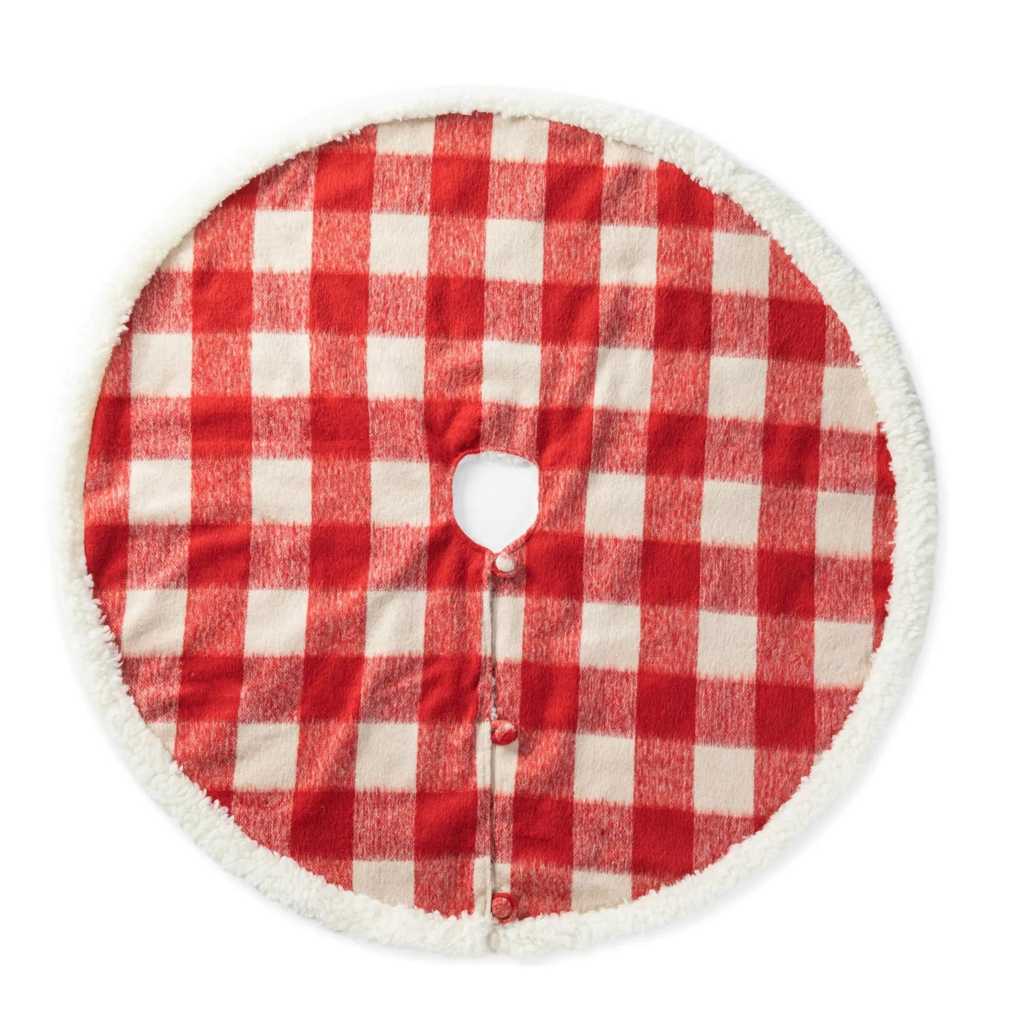 Glitzhome 48"D Red & White Reversible ChristmasTree Skirt